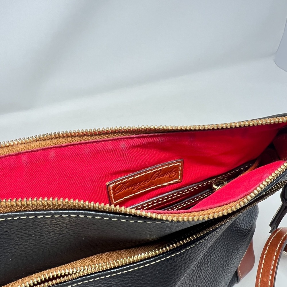 Dooney‎ & Bourke Black & Brown Pebble Grain Crossbody Bag Purse - Picture 10 of 16